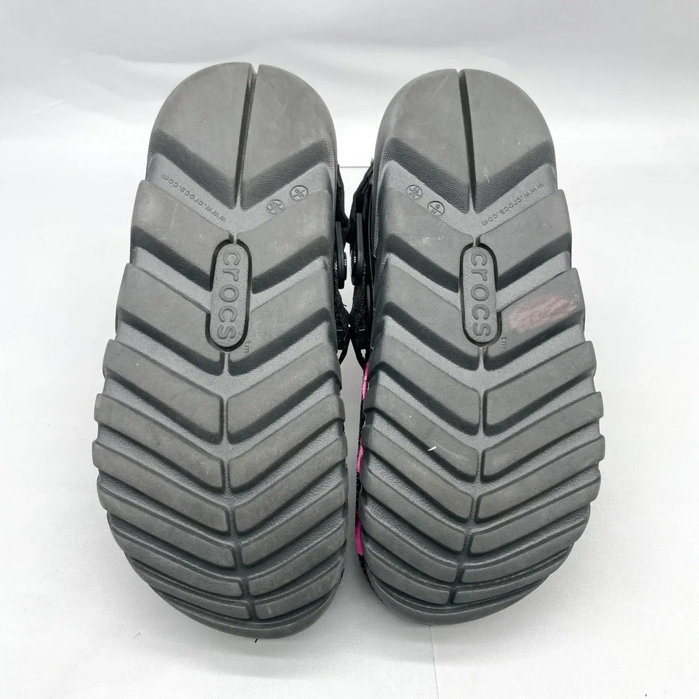 Crocs Mens 9 Duet Max 2 Clog Post Malone Black Pink Slip On Comfort Cyberpunk